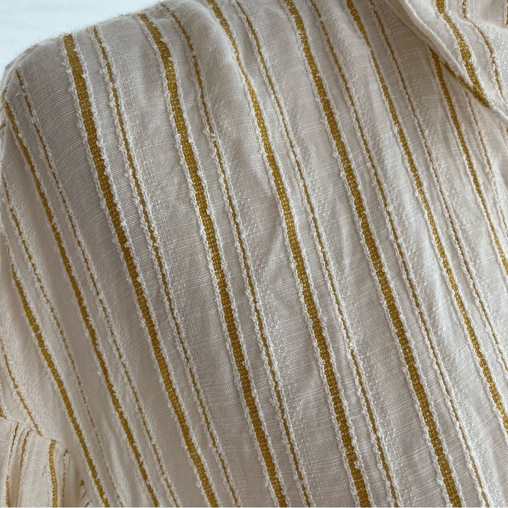 Anthropologie White and Gold Tailor Strip Button Down Long Sleeve Size 14 - Picture 7 of 15